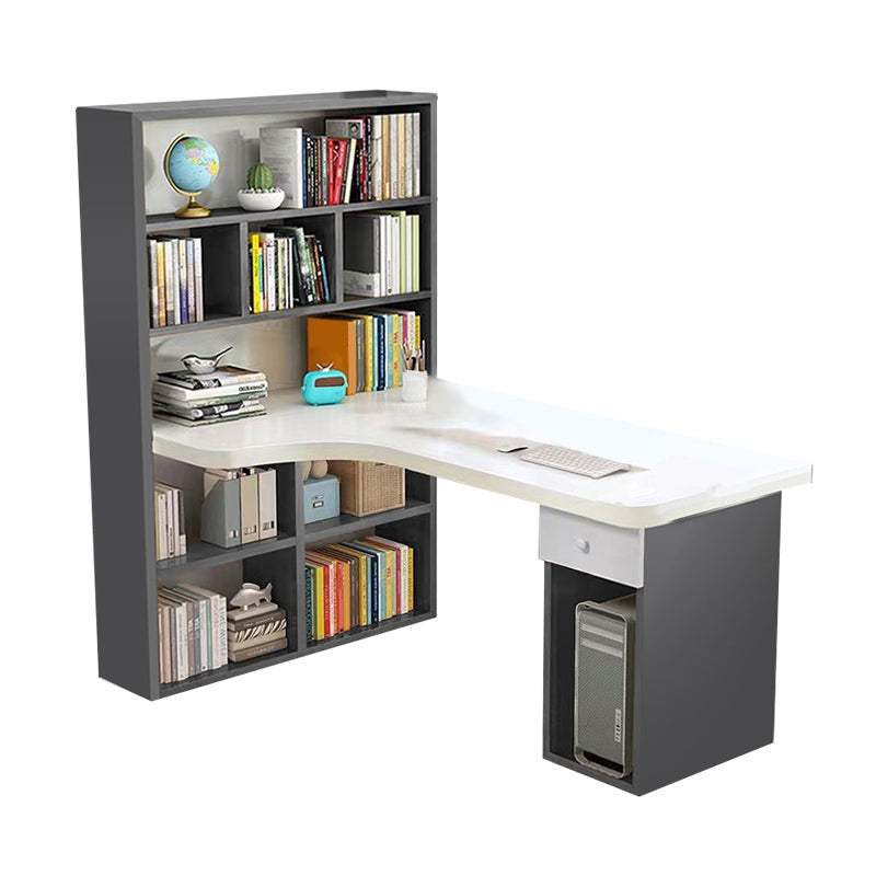 Escritorio de escritura para el hogar de madera de ingeniería 1 cajón de cajones escritorio de oficina rectangular con estantería