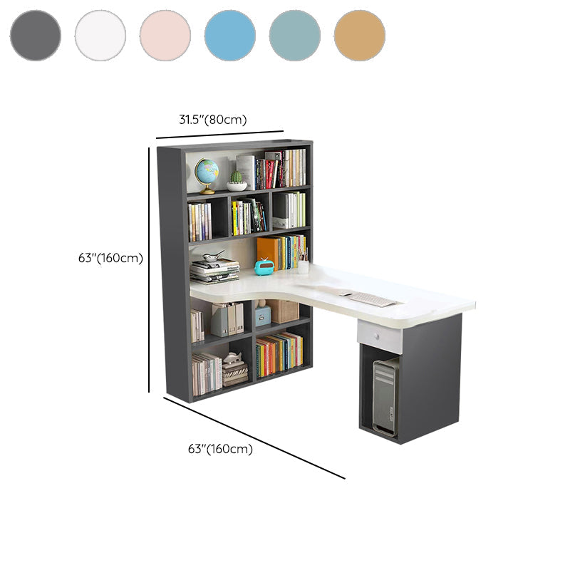 Escritorio de escritura para el hogar de madera de ingeniería 1 cajón de cajones escritorio de oficina rectangular con estantería
