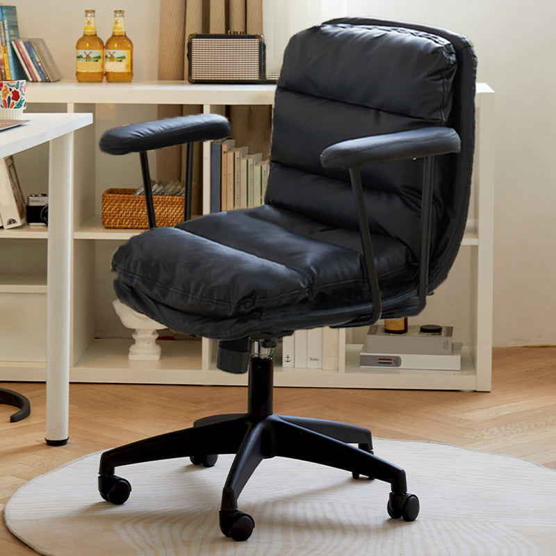 Modern Padded Arms Office Chair Leather Tilt Mechanism No Distressing Ergonomic Desk Chair