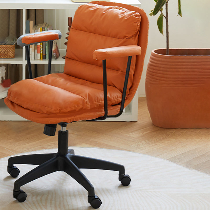 Modern Padded Arms Office Chair Leather Tilt Mechanism No Distressing Ergonomic Desk Chair