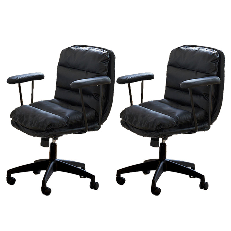 Modern Padded Arms Office Chair Leather Tilt Mechanism No Distressing Ergonomic Desk Chair