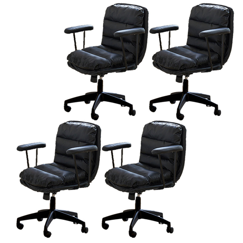 Modern Padded Arms Office Chair Leather Tilt Mechanism No Distressing Ergonomic Desk Chair
