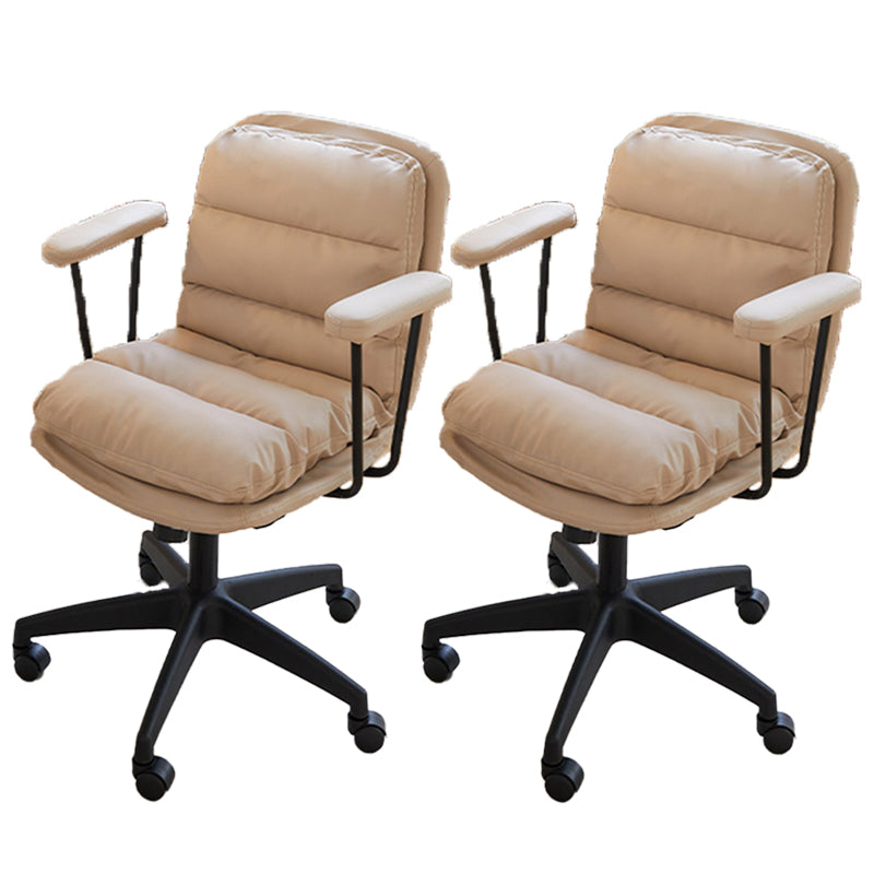 Modern Padded Arms Office Chair Leather Tilt Mechanism No Distressing Ergonomic Desk Chair