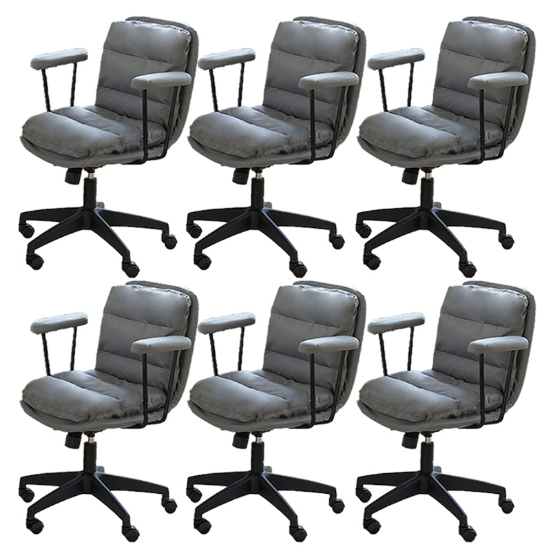 Modern Padded Arms Office Chair Leather Tilt Mechanism No Distressing Ergonomic Desk Chair