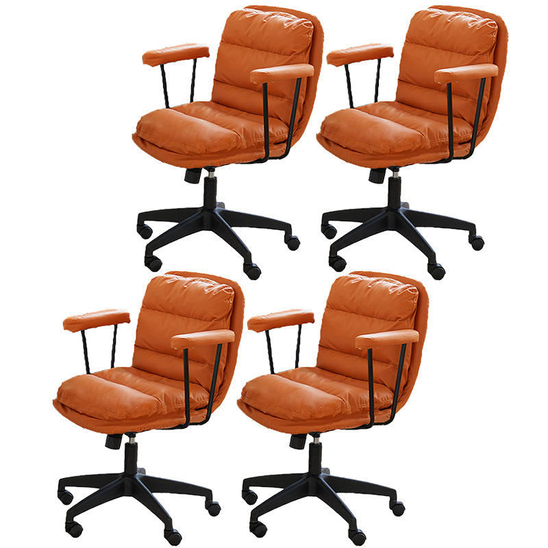 Modern Padded Arms Office Chair Leather Tilt Mechanism No Distressing Ergonomic Desk Chair