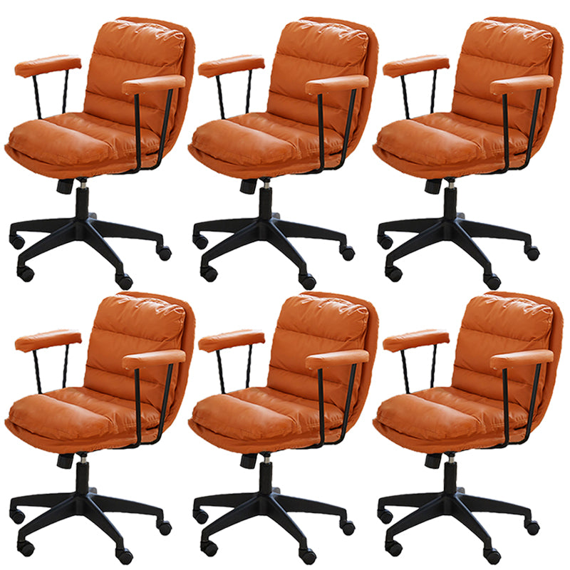 Modern Padded Arms Office Chair Leather Tilt Mechanism No Distressing Ergonomic Desk Chair