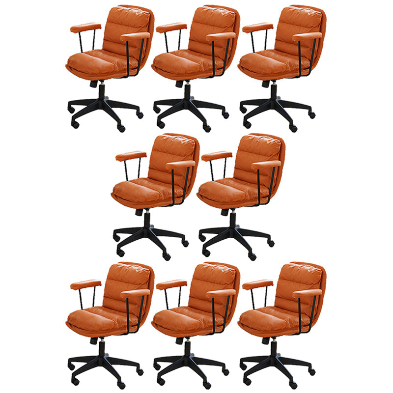 Modern Padded Arms Office Chair Leather Tilt Mechanism No Distressing Ergonomic Desk Chair