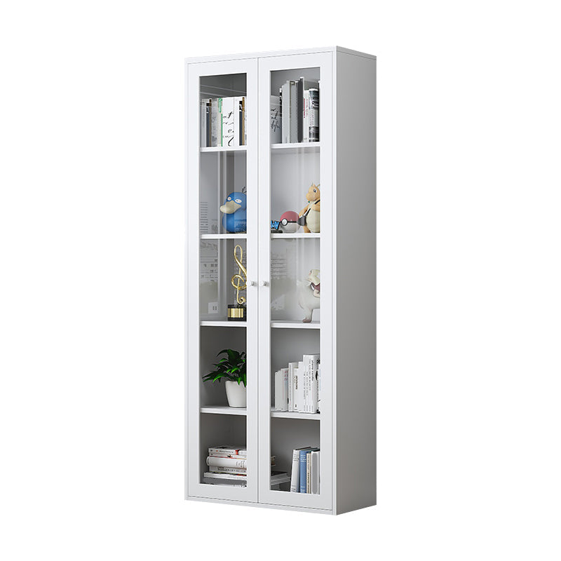 Modern Closed Back Vertical Bookshelf Metal Bookcase for Office 31.5"L x 13.8"W x 78.7"H White Clearhalo 'Bookcases' 'furn' 'furn_bookcases' 'Furniture' 'Office Furniture' 7724166