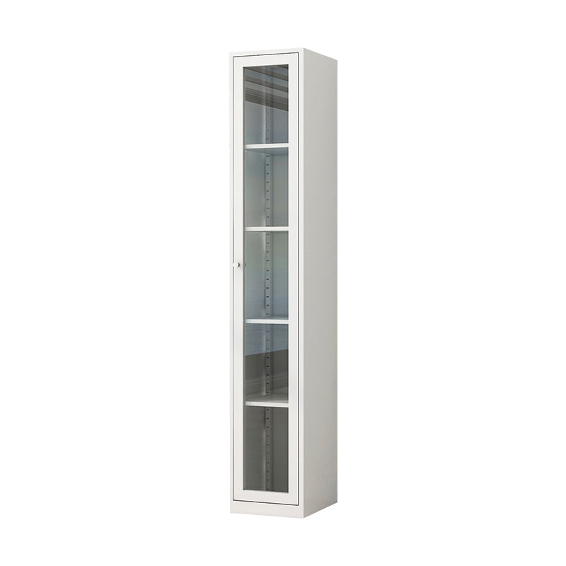 Modern Closed Back Vertical Bookshelf Metal Bookcase for Office 14"L x 12"W x 71"H White Clearhalo 'Bookcases' 'furn' 'furn_bookcases' 'Furniture' 'Office Furniture' 7724172