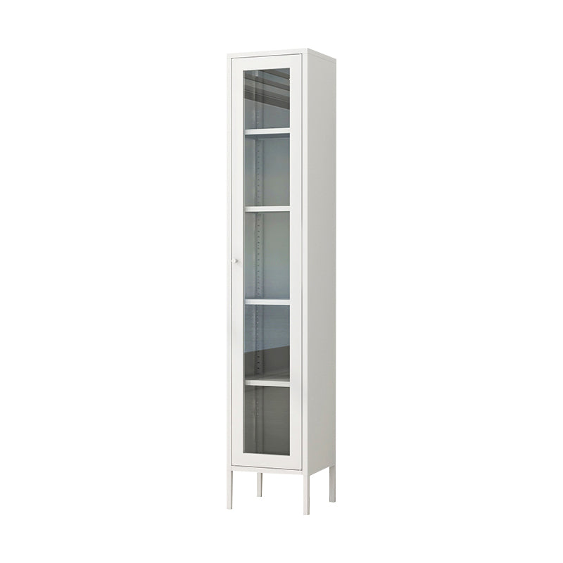 Modern Closed Back Vertical Bookshelf Metal Bookcase for Office 14"L x 12"W x 71"H Ivory Clearhalo 'Bookcases' 'furn' 'furn_bookcases' 'Furniture' 'Office Furniture' 7724177