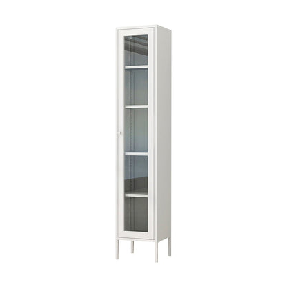 Modern Closed Back Vertical Bookshelf Metal Bookcase for Office 14"L x 12"W x 71"H Ivory Clearhalo 'Bookcases' 'furn' 'furn_bookcases' 'Furniture' 'Office Furniture' 7724177