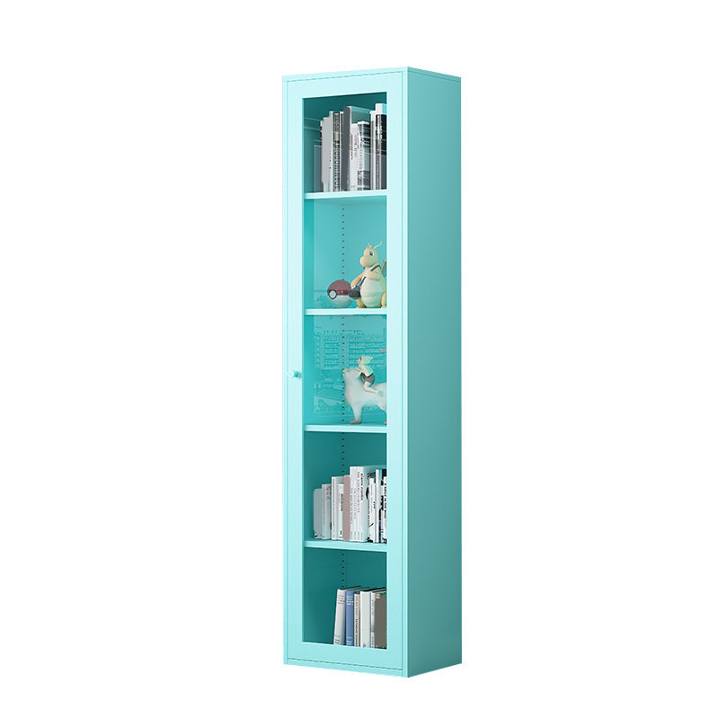 Modern Closed Back Vertical Bookshelf Metal Bookcase for Office 19.7"L x 13.8"W x 78.7"H Blue Clearhalo 'Bookcases' 'furn' 'furn_bookcases' 'Furniture' 'Office Furniture' 7724178