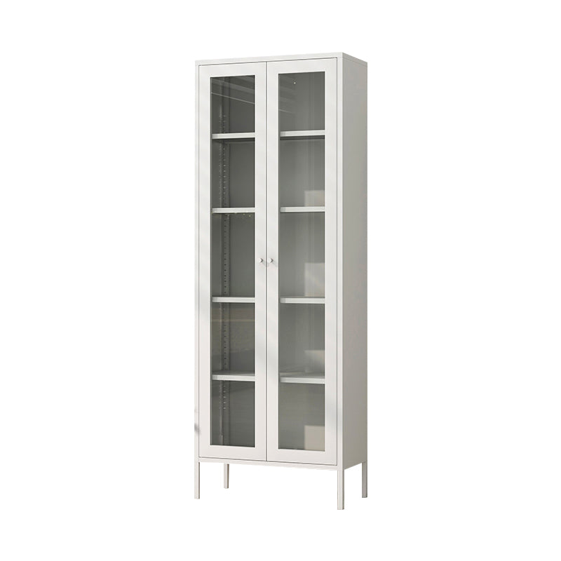 Modern Closed Back Vertical Bookshelf Metal Bookcase for Office 26"L x 12"W x 71"H Ivory Clearhalo 'Bookcases' 'furn' 'furn_bookcases' 'Furniture' 'Office Furniture' 7724181