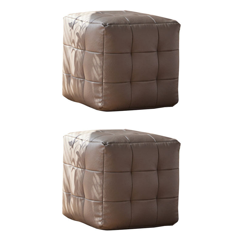 Modern Square Pouf Water Resistant Orange Pouf for Drawing Room Dark Gray 2 Piece Set Clearhalo 'furn' 'furn_ottomans_poufs' 'Furniture' 'Living Room Furniture' 'Ottomans & Poufs' 'ottomans_poufs' 7724373