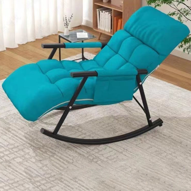 Modern Style Lazy Sofa Chair Lounge Leisure Rocking Chair for Living Room Lake Blue Black Clearhalo 'Chairs & Seating' 'furn' 'furn_rocking_chairs' 'Furniture' 'Living Room Furniture' 'Rocking Chairs' 'rocking_chairs' 7724414