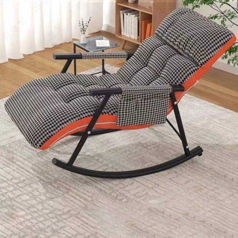 Modern Style Lazy Sofa Chair Lounge Leisure Rocking Chair for Living Room Orange Houndstooth Black Clearhalo 'Chairs & Seating' 'furn' 'furn_rocking_chairs' 'Furniture' 'Living Room Furniture' 'Rocking Chairs' 'rocking_chairs' 7724415