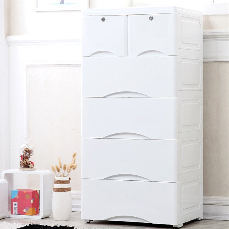 Bedroom Drawers Wardrobe Cabinet Modern Plastic Storage Cabinet 20"L x 16"W x 41"H White Clearhalo 'Armoires & Wardrobes' 'armoires_wardrobes' 'Bedroom Furniture' 'furn' 'furn_armoires_wardrobes' 'Furniture' 7724576