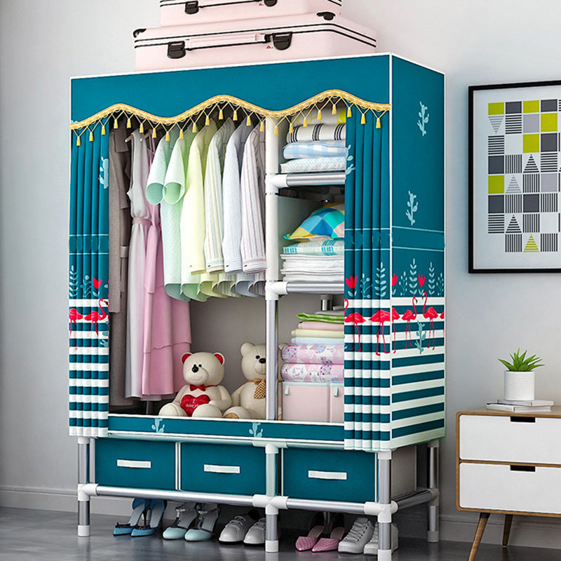 Rectangular Metal Wardrobe Industrial Style Simple Bedroom Wardrobe Closet 47"L x 18"W x 67"H Green Clearhalo 'Armoires & Wardrobes' 'armoires_wardrobes' 'Bedroom Furniture' 'furn' 'furn_armoires_wardrobes' 'Furniture' 7724640