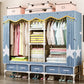 Rectangular Metal Wardrobe Industrial Style Simple Bedroom Wardrobe Closet 94.5"L x 17.7"W x 66.9"H Light Blue Clearhalo 'Armoires & Wardrobes' 'armoires_wardrobes' 'Bedroom Furniture' 'furn' 'furn_armoires_wardrobes' 'Furniture' 7724654