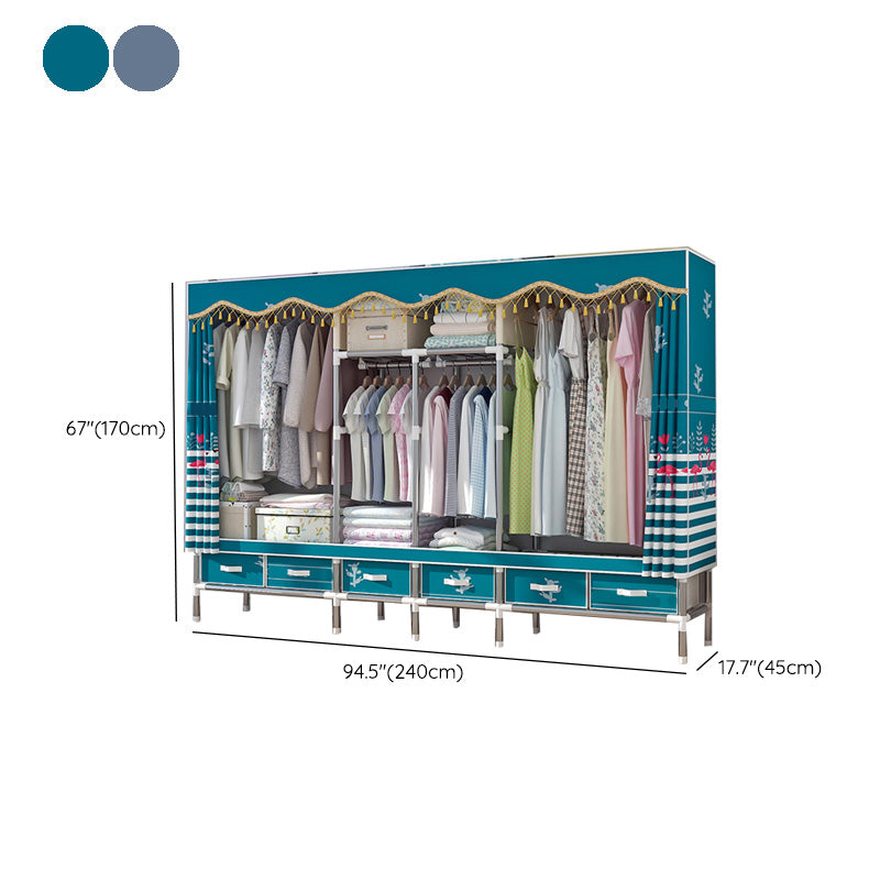 Rectangular Metal Wardrobe Industrial Style Simple Bedroom Wardrobe Closet Clearhalo 'Armoires & Wardrobes' 'armoires_wardrobes' 'Bedroom Furniture' 'furn' 'furn_armoires_wardrobes' 'Furniture' 7724662