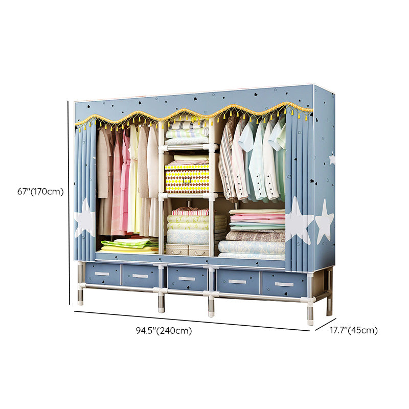 Rectangular Metal Wardrobe Industrial Style Simple Bedroom Wardrobe Closet Clearhalo 'Armoires & Wardrobes' 'armoires_wardrobes' 'Bedroom Furniture' 'furn' 'furn_armoires_wardrobes' 'Furniture' 7724663