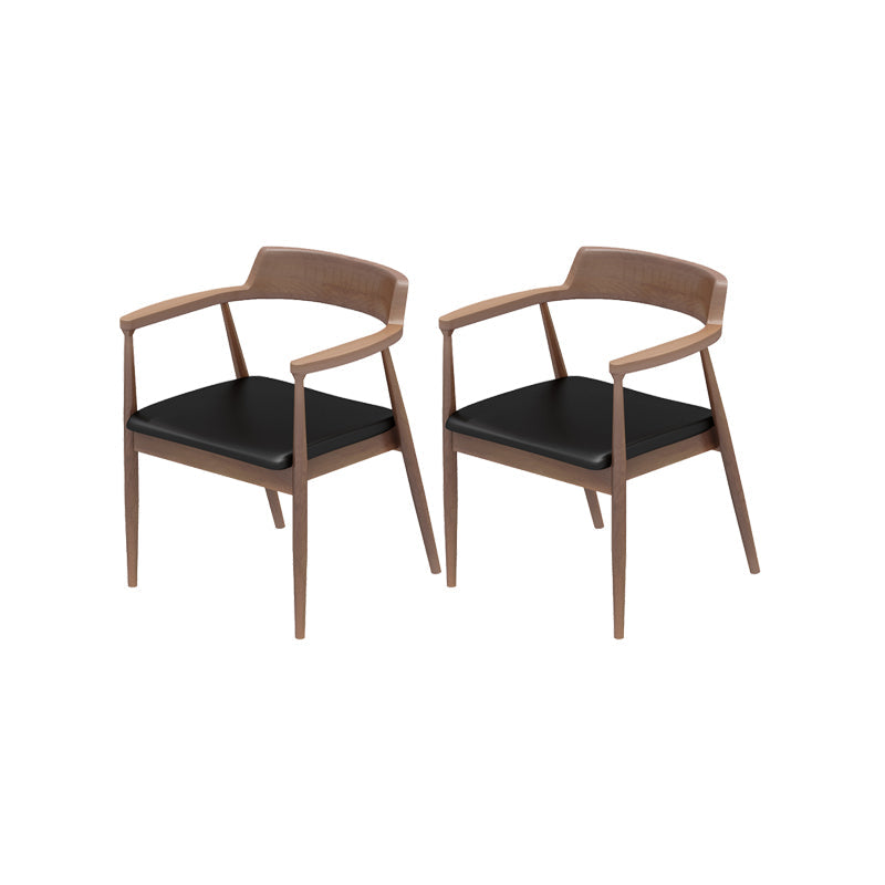 Eigentijdse arm eetstoelen gestoffeerde eetkamerstoelen met houtbasis