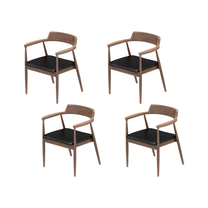 Eigentijdse arm eetstoelen gestoffeerde eetkamerstoelen met houtbasis