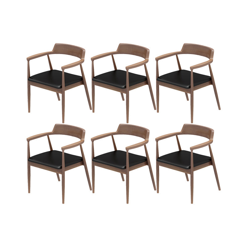 Eigentijdse arm eetstoelen gestoffeerde eetkamerstoelen met houtbasis