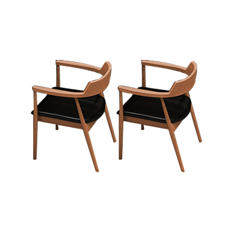 Eigentijdse arm eetstoelen gestoffeerde eetkamerstoelen met houtbasis