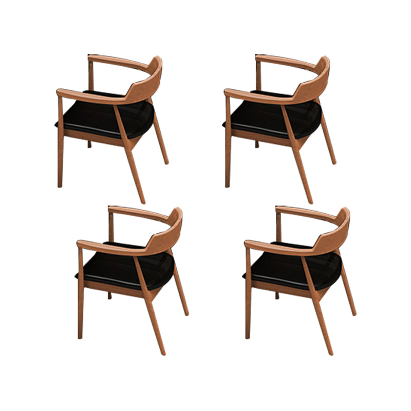Eigentijdse arm eetstoelen gestoffeerde eetkamerstoelen met houtbasis