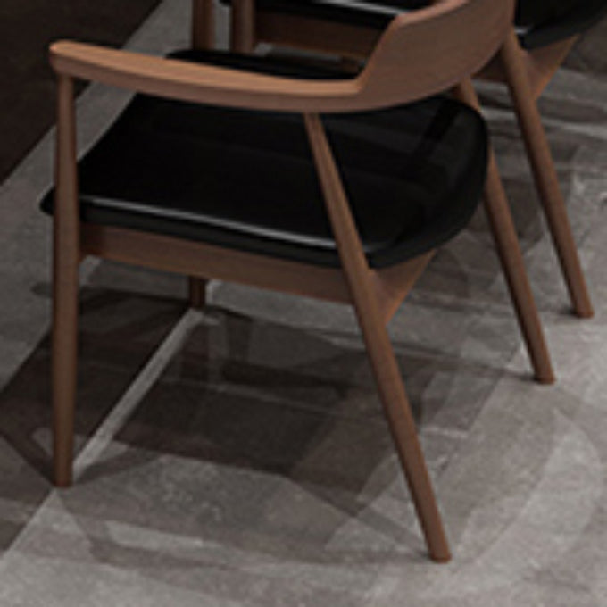 Eigentijdse arm eetstoelen gestoffeerde eetkamerstoelen met houtbasis