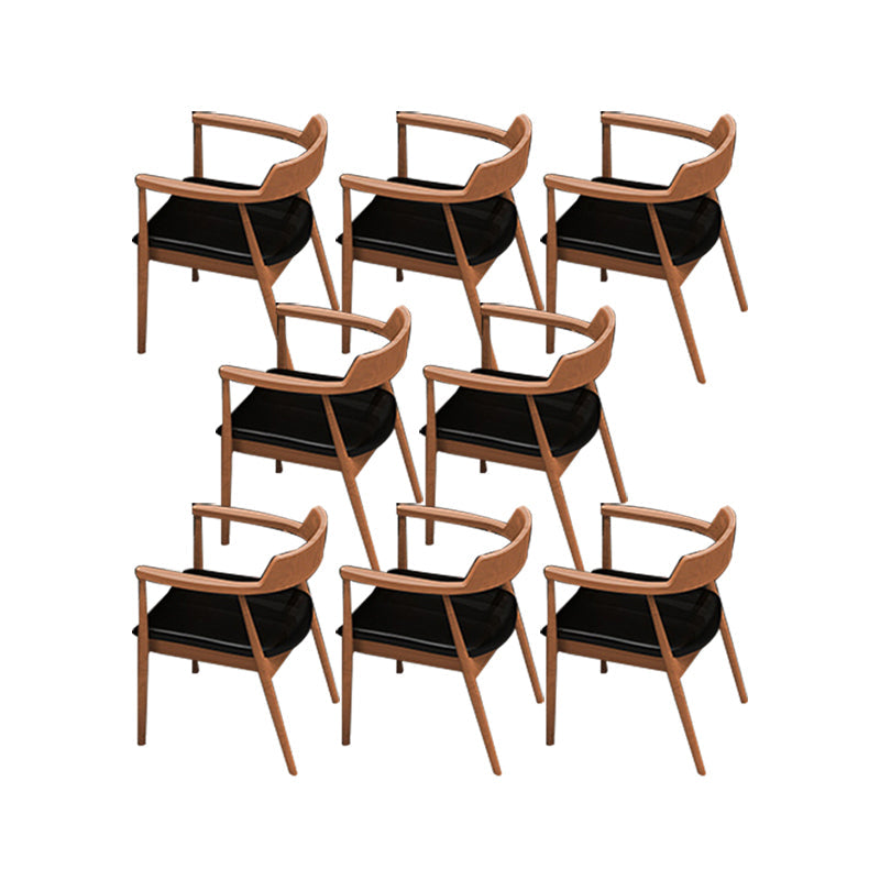Eigentijdse arm eetstoelen gestoffeerde eetkamerstoelen met houtbasis
