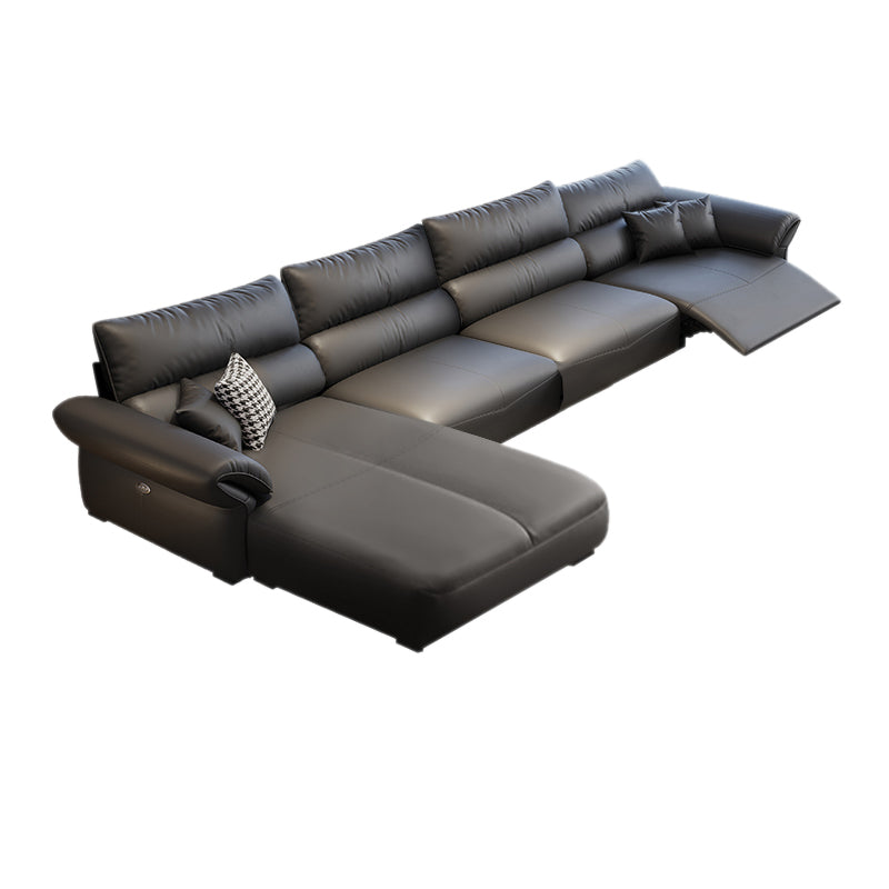 Scratch Resistant Power - Push Button Pillow Top Arm Genuine Leather Sofa 2-Seater Sofa & 1-Seater Sofa & Chaise Longue Genuine Leather Clearhalo 'furn' 'furn_sofas' 'Furniture' 'Living Room Furniture' 'Sofa' 'sofas' 7729792