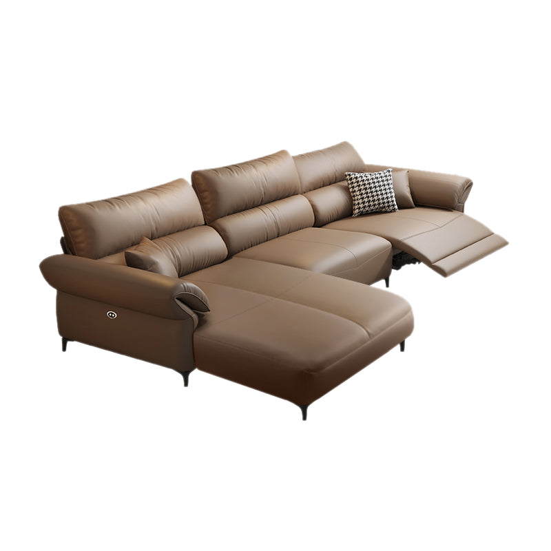 Pillow Top Arm Power - Push Button Scratch Resistant Genuine Leather Sofa