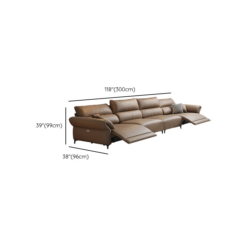 Pillow Top Arm Power - Push Button Scratch Resistant Genuine Leather Sofa