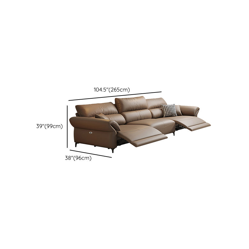 Pillow Top Arm Power - Push Button Scratch Resistant Genuine Leather Sofa