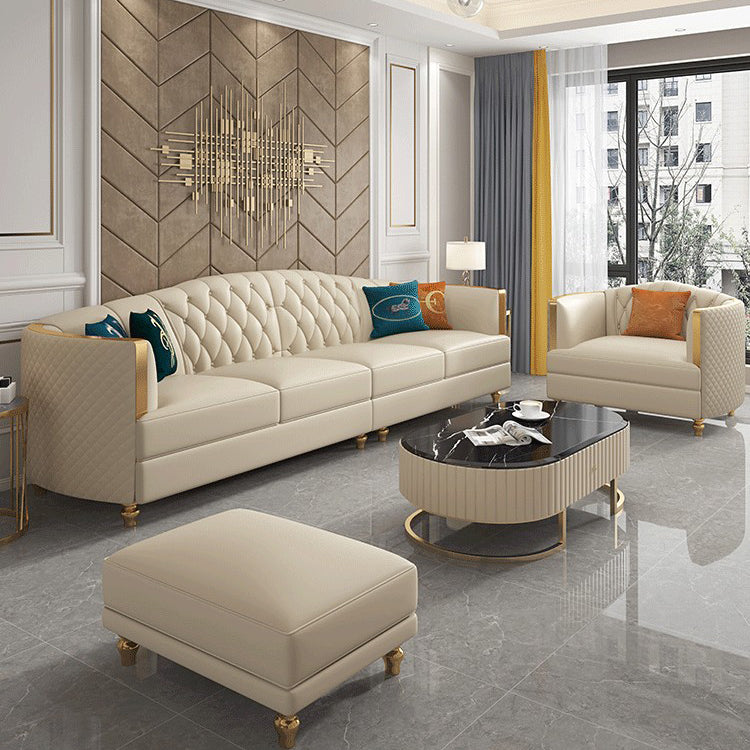 Glam Solid Wood Genuine Leather Tufted Split-Back Sofa for Living Room Clearhalo 'furn' 'furn_sofas' 'Furniture' 'Living Room Furniture' 'Sofa' 'sofas' 7729833