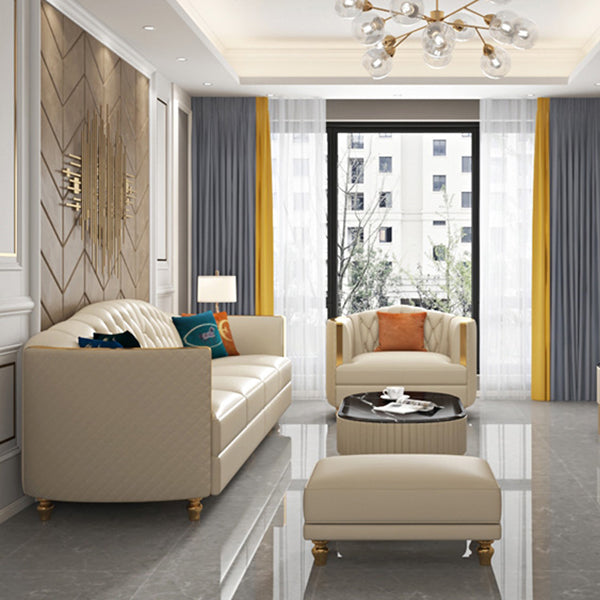 Glam Solid Wood Genuine Leather Tufted Split-Back Sofa for Living Room Clearhalo 'furn' 'furn_sofas' 'Furniture' 'Living Room Furniture' 'Sofa' 'sofas' 7729837