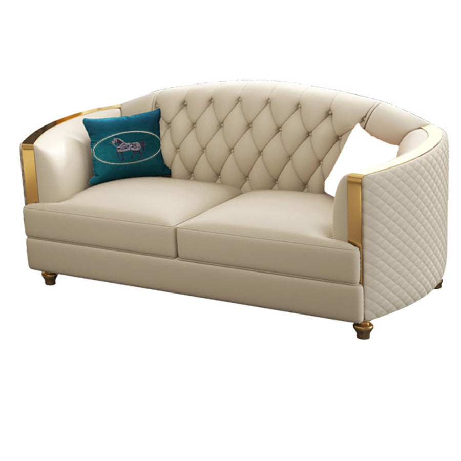 Glam Solid Wood Genuine Leather Tufted Split-Back Sofa for Living Room 2-Seater Sofa Clearhalo 'furn' 'furn_sofas' 'Furniture' 'Living Room Furniture' 'Sofa' 'sofas' 7729841