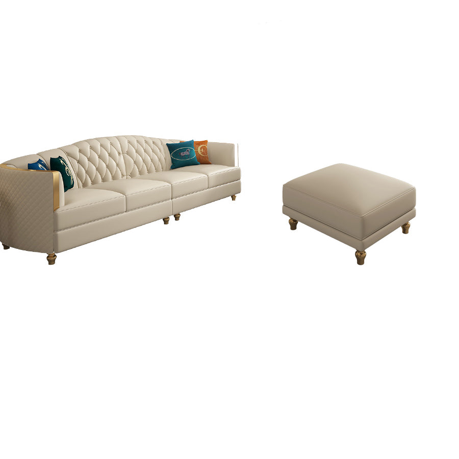 Glam Solid Wood Genuine Leather Tufted Split-Back Sofa for Living Room 4-Seater Sofa with Ottoman Clearhalo 'furn' 'furn_sofas' 'Furniture' 'Living Room Furniture' 'Sofa' 'sofas' 7729845