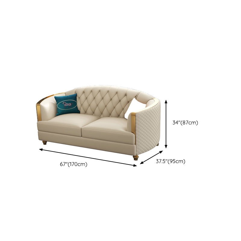 Glam Solid Wood Genuine Leather Tufted Split-Back Sofa for Living Room Clearhalo 'furn' 'furn_sofas' 'Furniture' 'Living Room Furniture' 'Sofa' 'sofas' 7729850