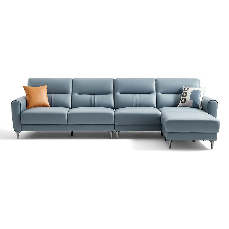 Sofá de brazo cuadrado en madera sólida con almohada cosida de cuero sintético