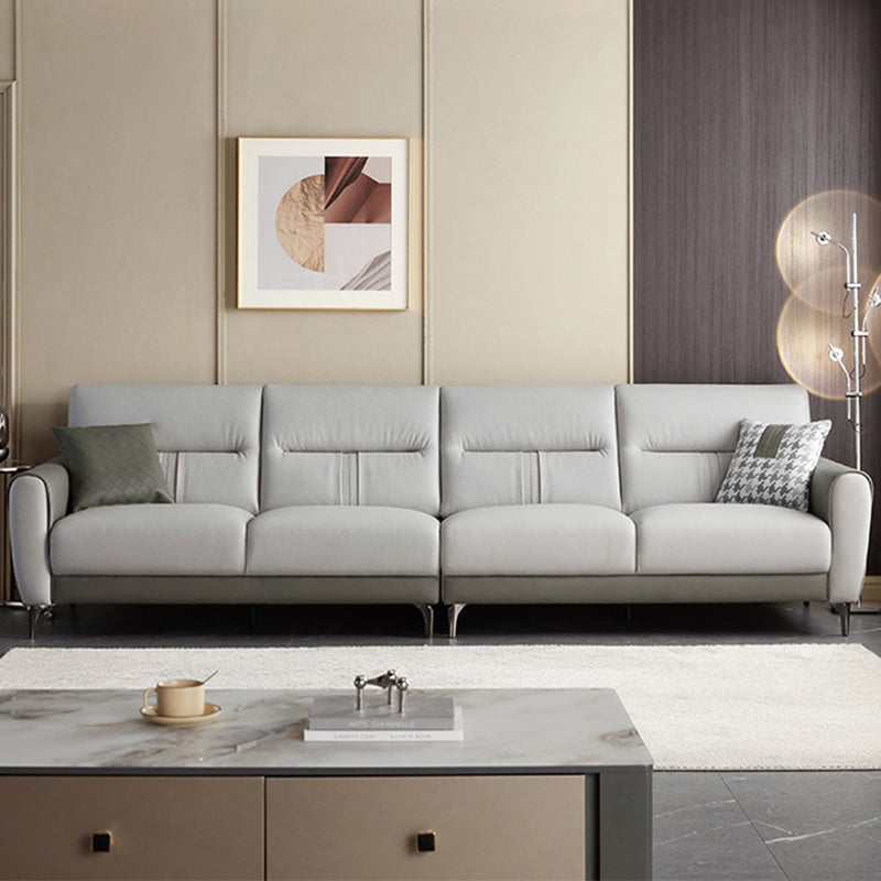 Sofá de brazo cuadrado en madera sólida con almohada cosida de cuero sintético