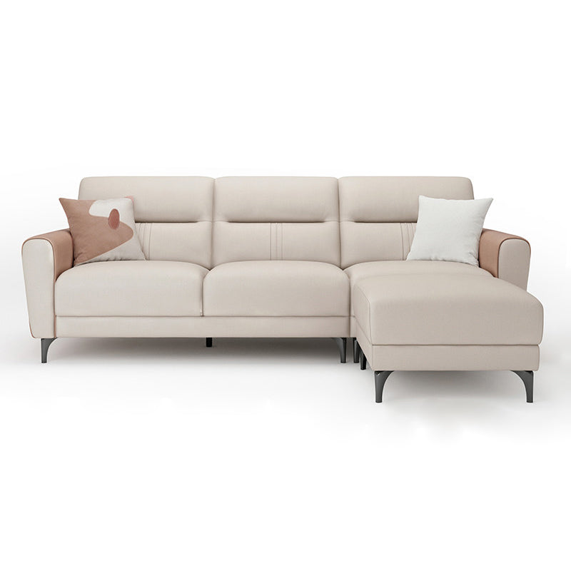 Sofá de brazo cuadrado en madera sólida con almohada cosida de cuero sintético