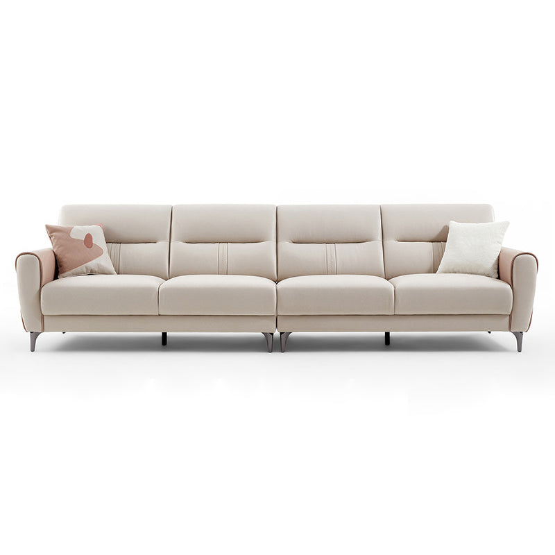 Sofá de brazo cuadrado en madera sólida con almohada cosida de cuero sintético