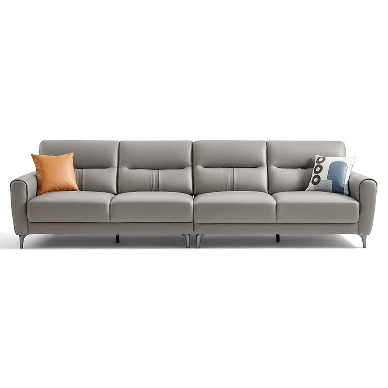 Sofá de brazo cuadrado en madera sólida con almohada cosida de cuero sintético