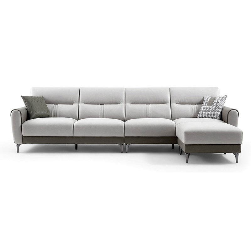 Sofá de brazo cuadrado en madera sólida con almohada cosida de cuero sintético