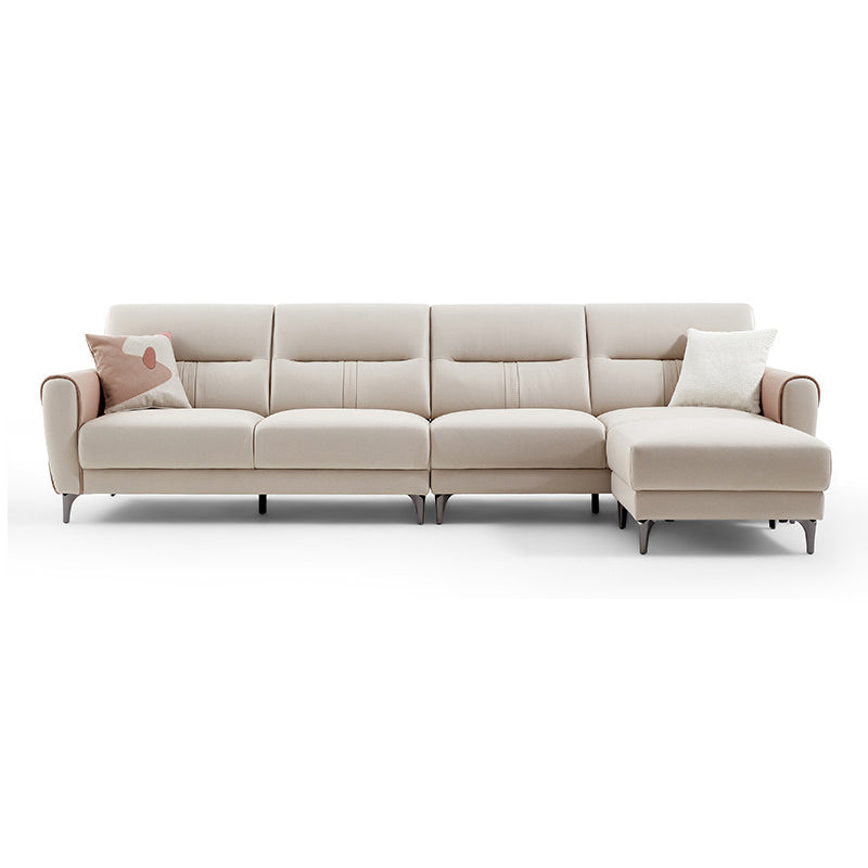 Sofá de brazo cuadrado en madera sólida con almohada cosida de cuero sintético