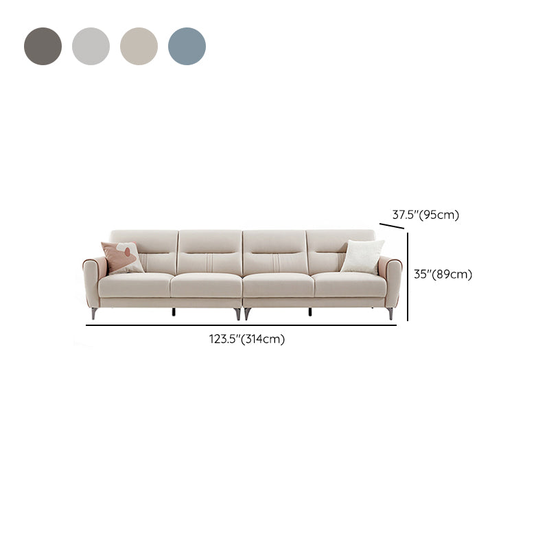 Sofá de brazo cuadrado en madera sólida con almohada cosida de cuero sintético