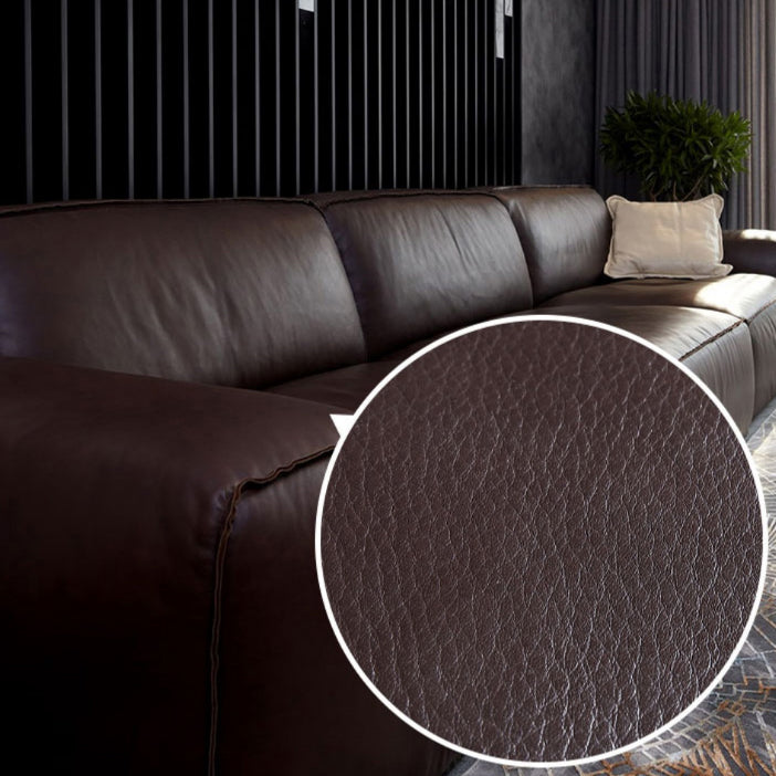 Canapé de bras carré en cuir authentique noir contemporain avec oreillers